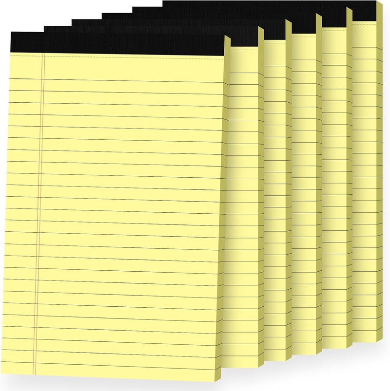 Ciphyfee 6pcs Small Note Pads, Yellow Notepads 5x8 College Ruled Notebook, Writing Pads 5 x 8, Legal Pads, Memo Pad Paper Perforate Narrow Ruled Notebooks for Work, School, Office,30 Sheets/Pack - Image 1